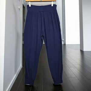 Cozy Earth Bamboo Ribbed Pull-On Joggers Navy Blue with Pockets Women's Sz Small